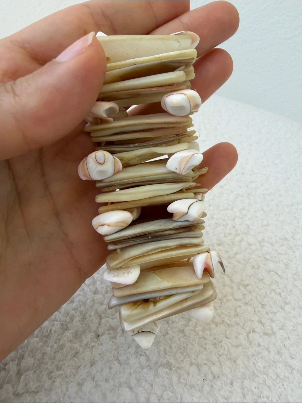Vintage Mother of Pearl & Conch Shell Statement Cuff Bracelet